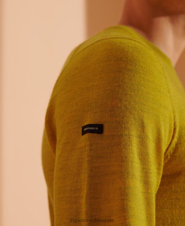 hombres Superdry amarillo suéter ligero de merino 2R68Z5303