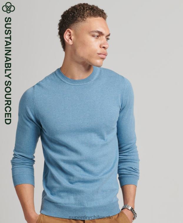 hombres Superdry azul jersey con cuello redondo de cashmere y algodón orgánico 2R68Z1261