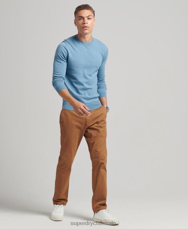 hombres Superdry azul jersey con cuello redondo de cashmere y algodón orgánico 2R68Z1261