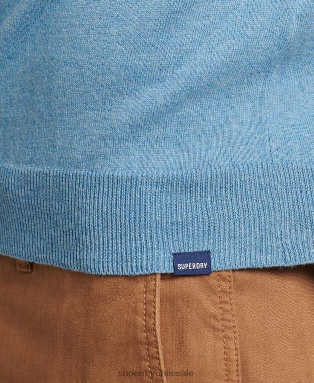 hombres Superdry azul jersey con cuello redondo de cashmere y algodón orgánico 2R68Z1261