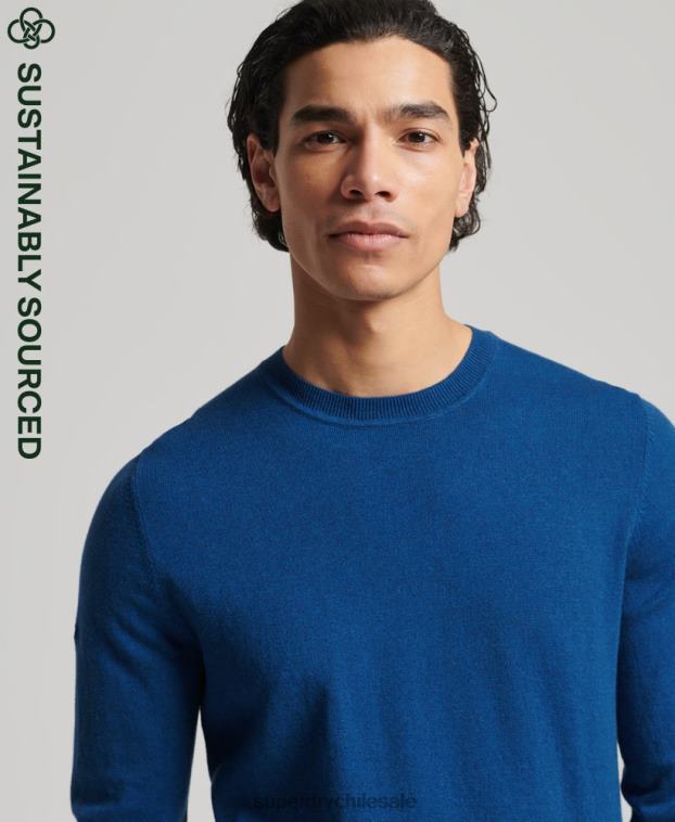 hombres Superdry azul jersey con cuello redondo de cashmere y algodón orgánico 2R68Z1344