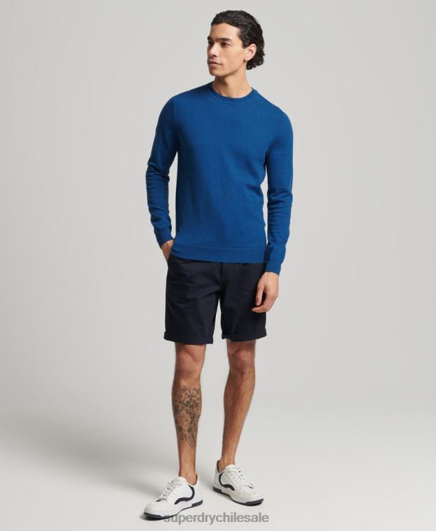 hombres Superdry azul jersey con cuello redondo de cashmere y algodón orgánico 2R68Z1344