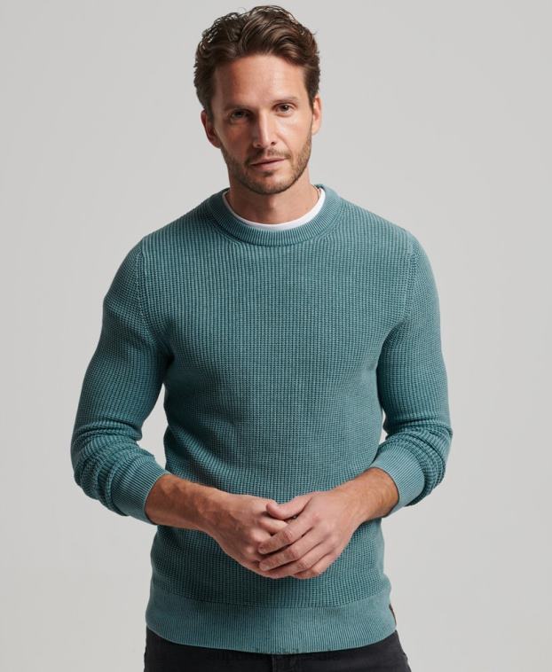 hombres Superdry azul jersey con textura teñida academy 2R68Z1349