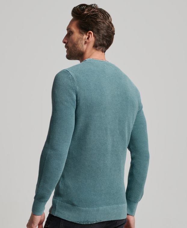 hombres Superdry azul jersey con textura teñida academy 2R68Z1349