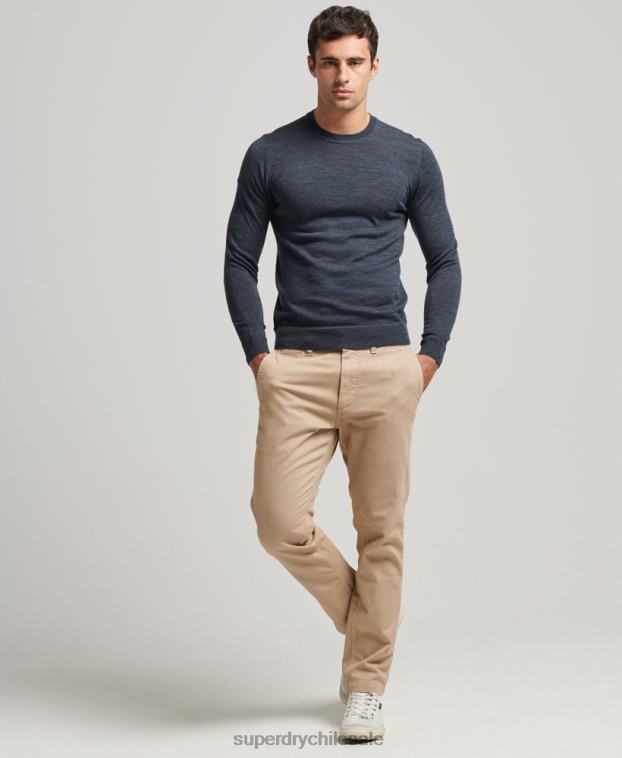 hombres Superdry azul jersey de lana merina con cuello redondo 2R68Z1260