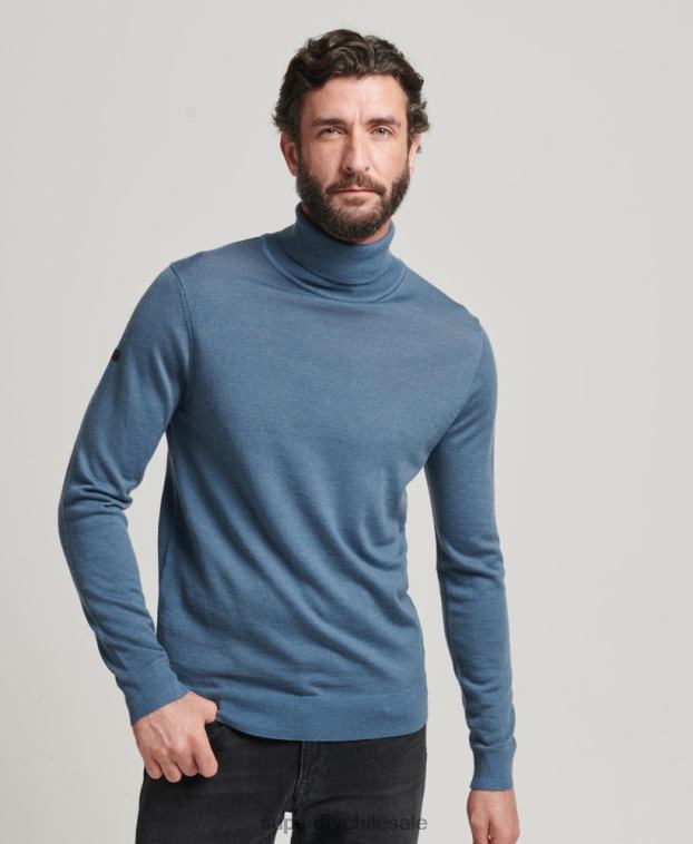 hombres Superdry azul jersey de merino con cuello vuelto 2R68Z1278