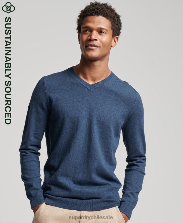 hombres Superdry azul jersey vintage de mezcla de cachemira y algodón orgánico 2R68Z5248