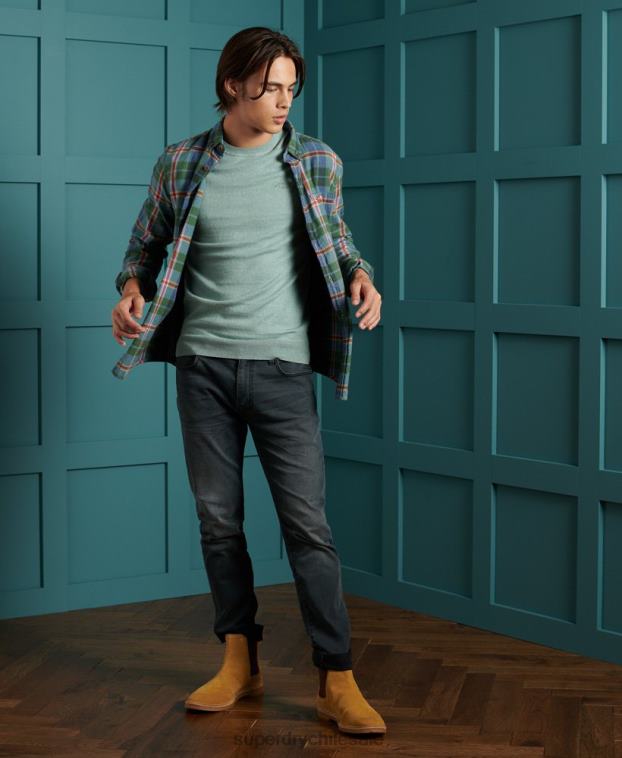 hombres Superdry azul suéter con etiqueta naranja 2R68Z1357