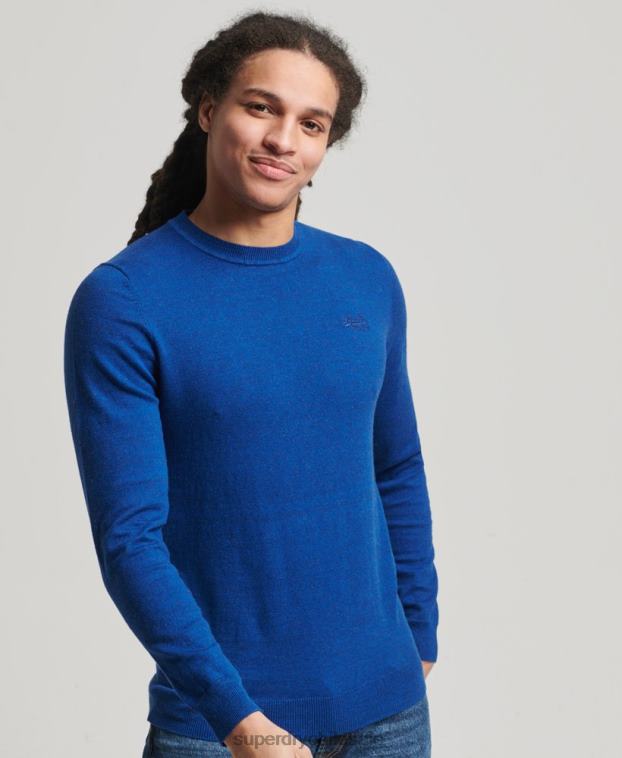 hombres Superdry azul suéter con etiqueta naranja 2R68Z5324