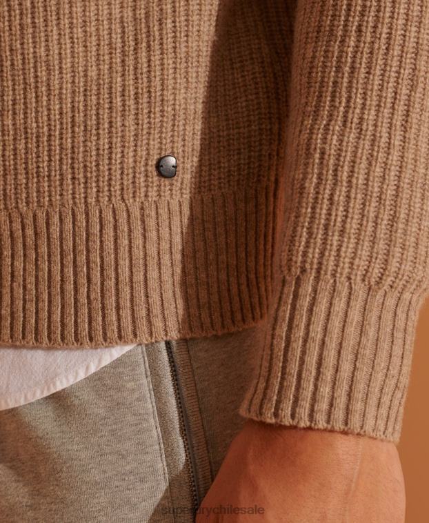 hombres Superdry beige jersey de mezcla de yak merino de edición limitada 2R68Z5355