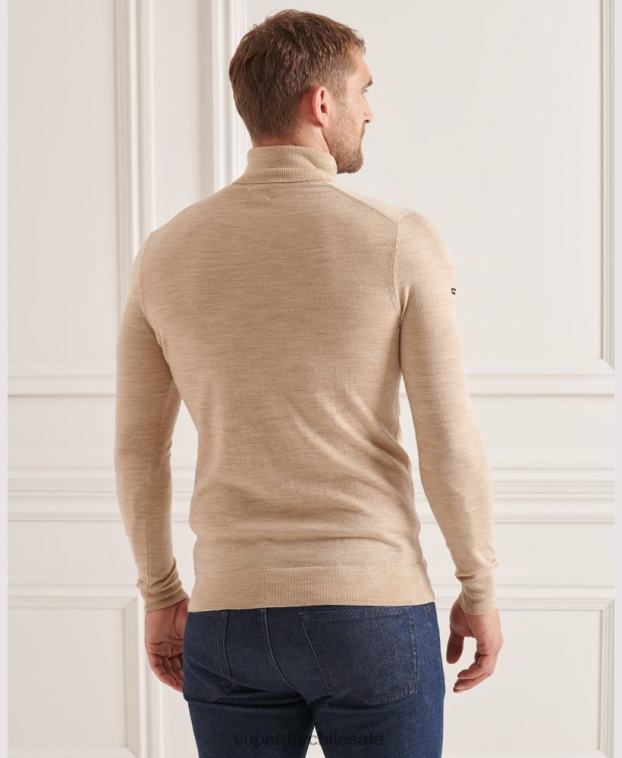 hombres Superdry beige suéter con cuello vuelto de merino studios 2R68Z5310
