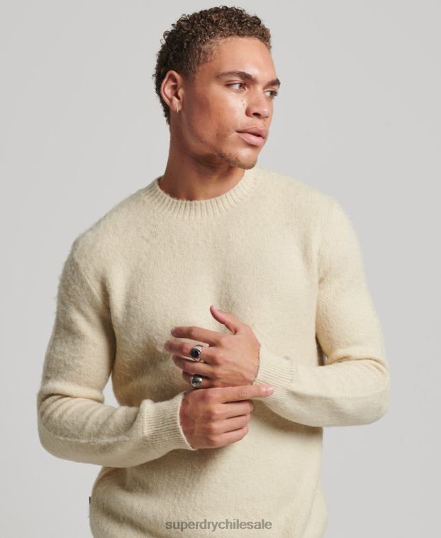 hombres Superdry beige suéter de punto cepillado 2R68Z5247