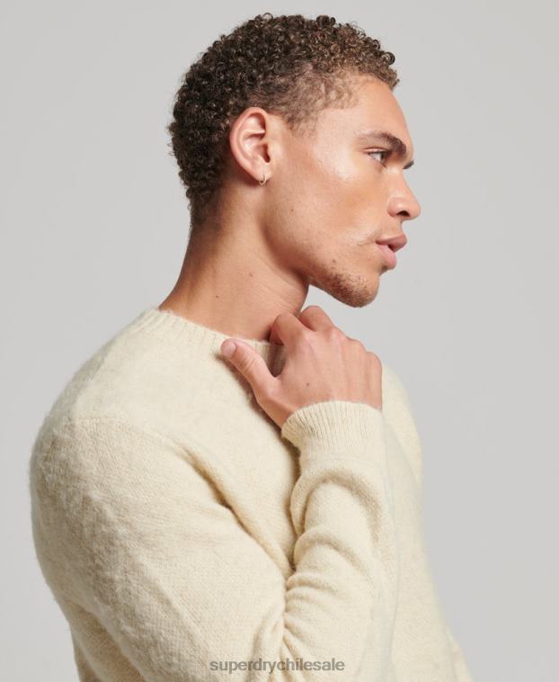 hombres Superdry beige suéter de punto cepillado 2R68Z5247
