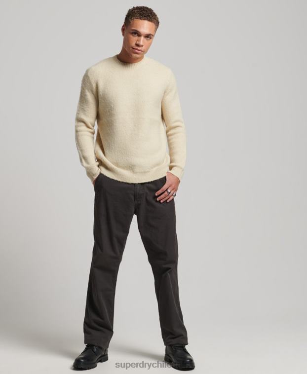 hombres Superdry beige suéter de punto cepillado 2R68Z5247