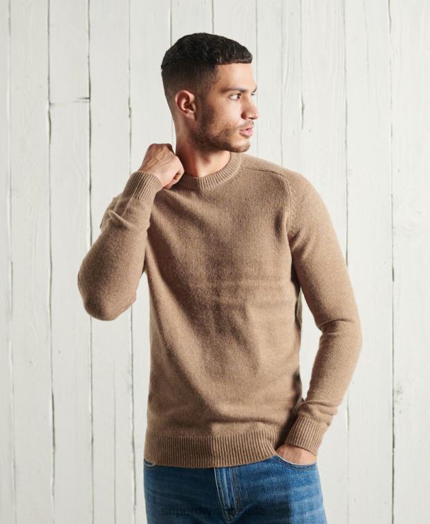 hombres Superdry beige suéter harlo crew 2R68Z5307