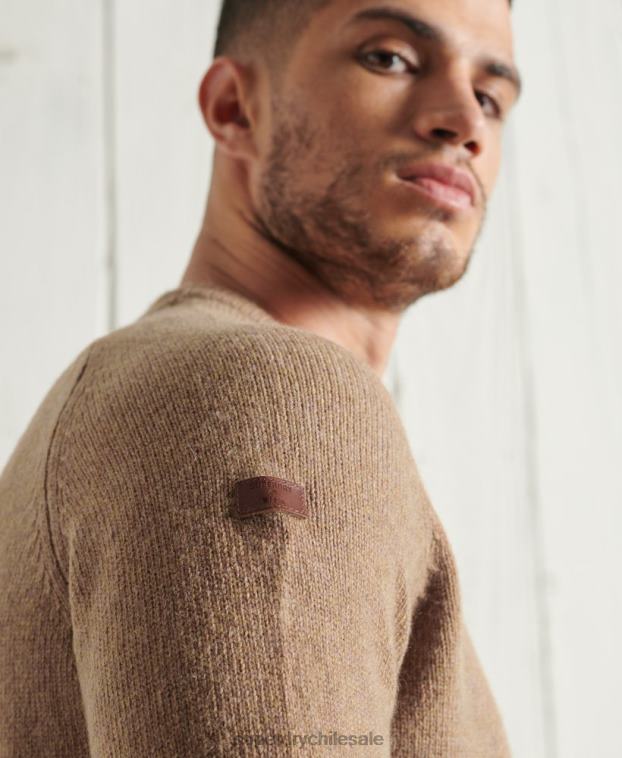 hombres Superdry beige suéter harlo crew 2R68Z5307