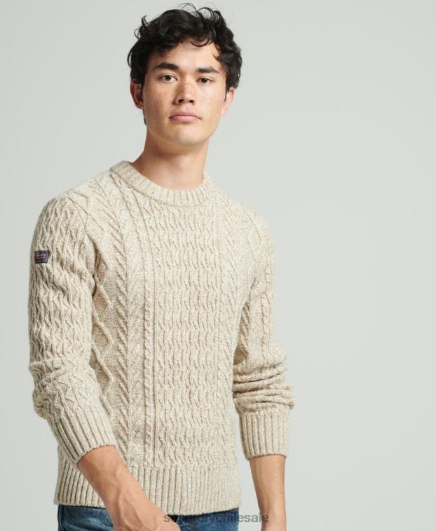 hombres Superdry beige suéter jacob cable crew 2R68Z5252