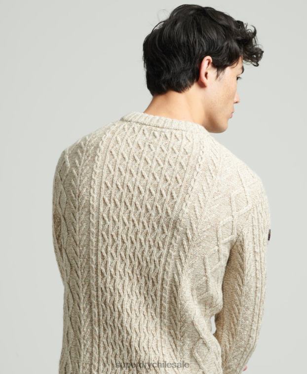 hombres Superdry beige suéter jacob cable crew 2R68Z5252