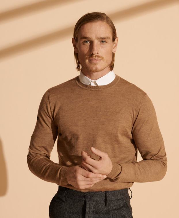 hombres Superdry beige suéter ligero de merino 2R68Z5334