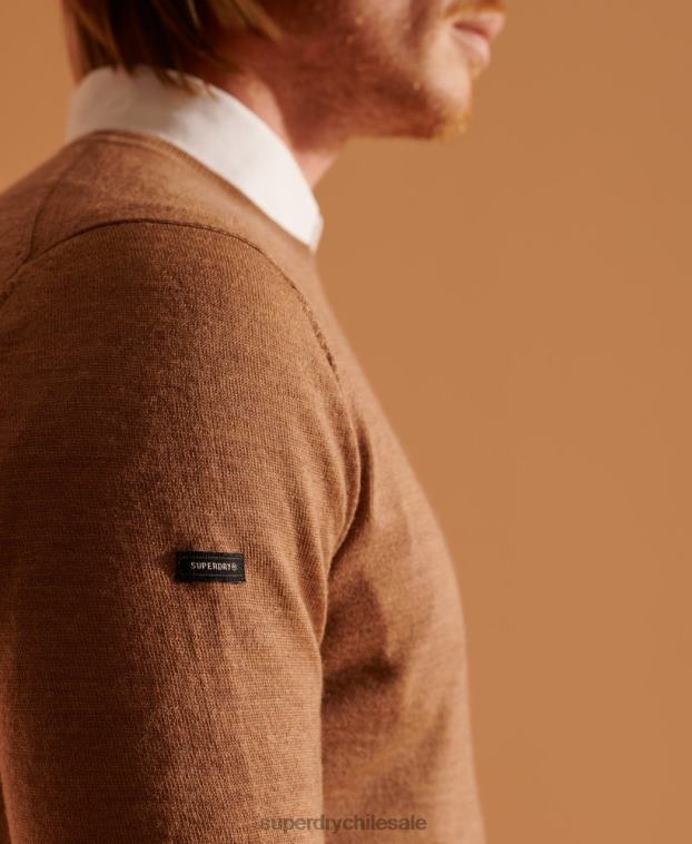 hombres Superdry beige suéter ligero de merino 2R68Z5334