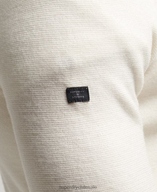 hombres Superdry blanco cárdigan de punto con cremallera en merino 2R68Z1242