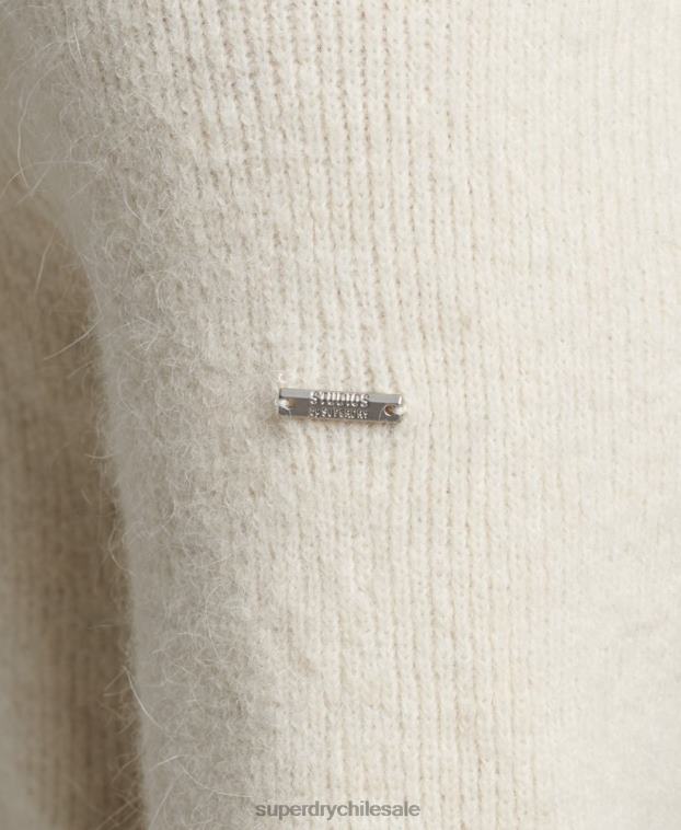 hombres Superdry blanco jersey grueso de alpaca con cuello vuelto 2R68Z1267