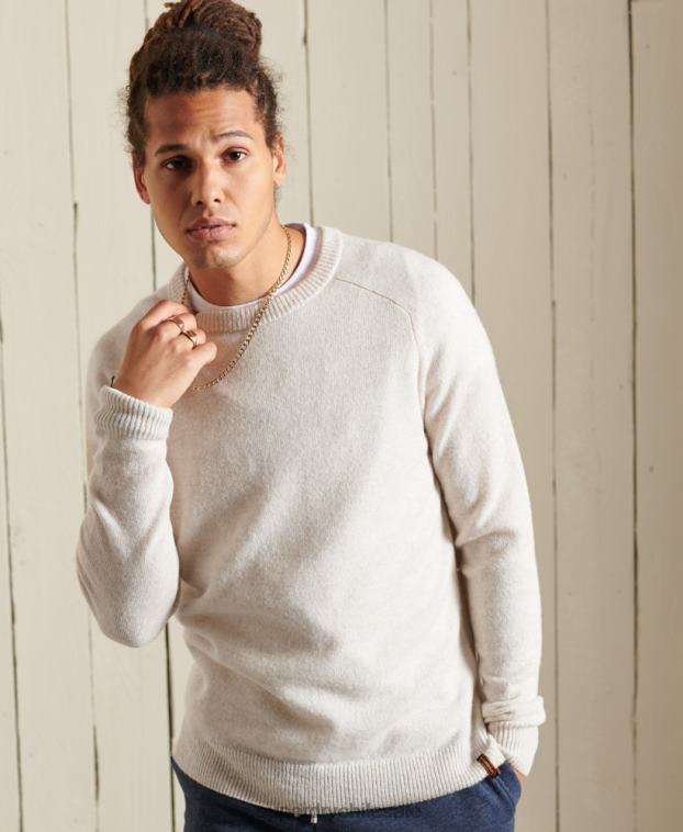 hombres Superdry blanco suéter harlo crew 2R68Z5295