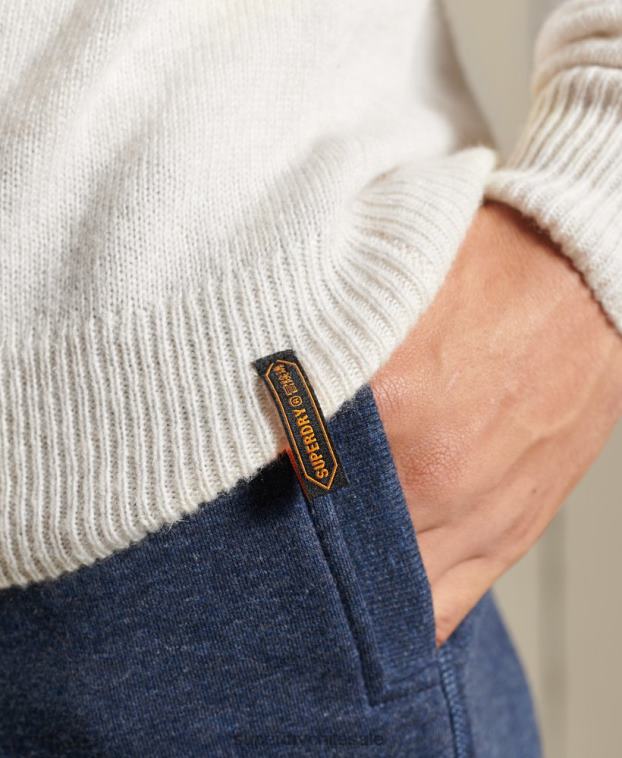 hombres Superdry blanco suéter harlo crew 2R68Z5295