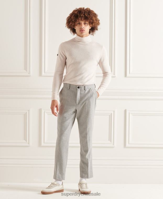 hombres Superdry blanco suéter studios de lana de cordero con cuello vuelto 2R68Z1328
