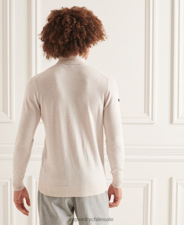 hombres Superdry blanco suéter studios de lana de cordero con cuello vuelto 2R68Z1328