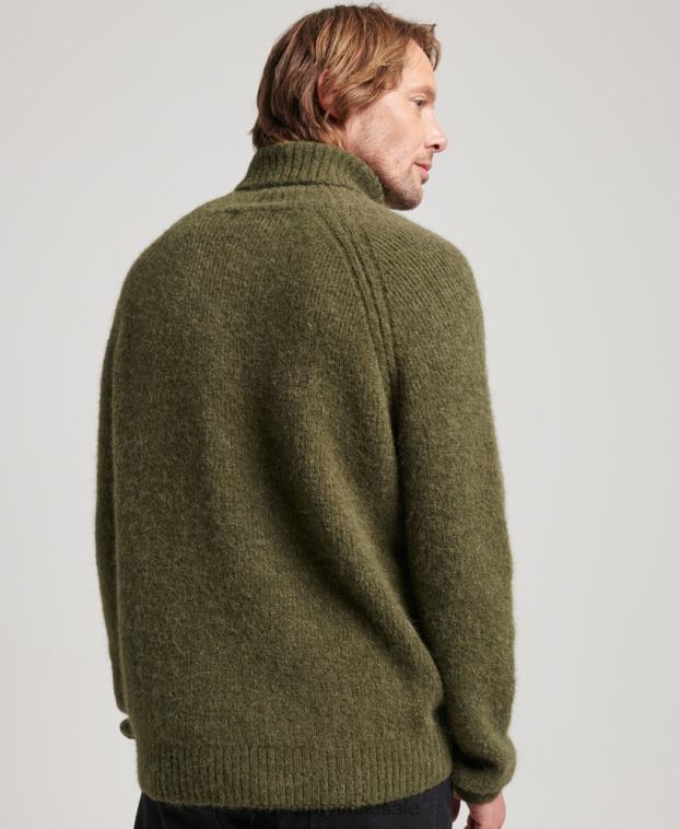 hombres Superdry caqui suéter grueso con cuello vuelto de Studios 2R68Z5269