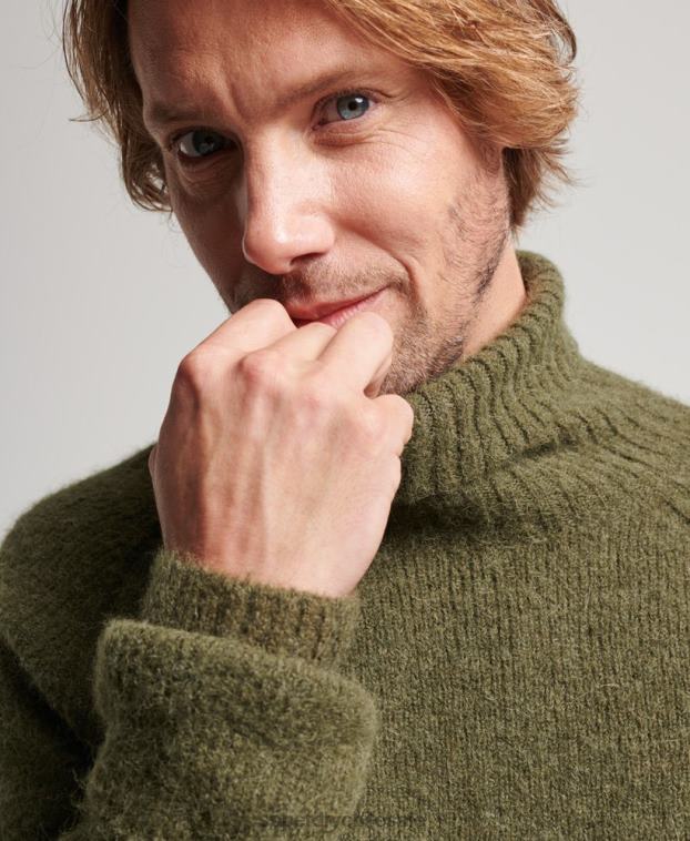 hombres Superdry caqui suéter grueso con cuello vuelto de Studios 2R68Z5269