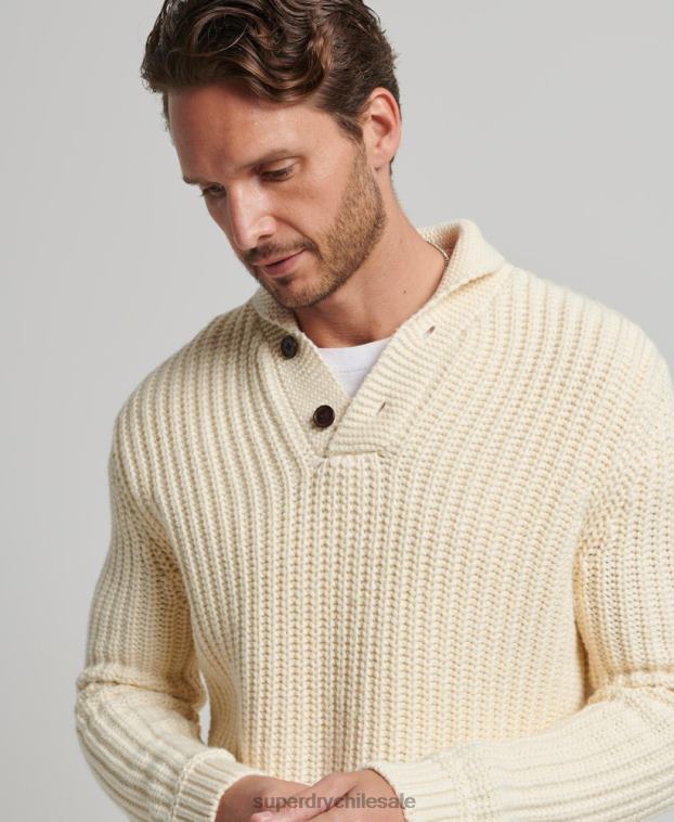hombres Superdry crema jersey con chal 2R68Z5258