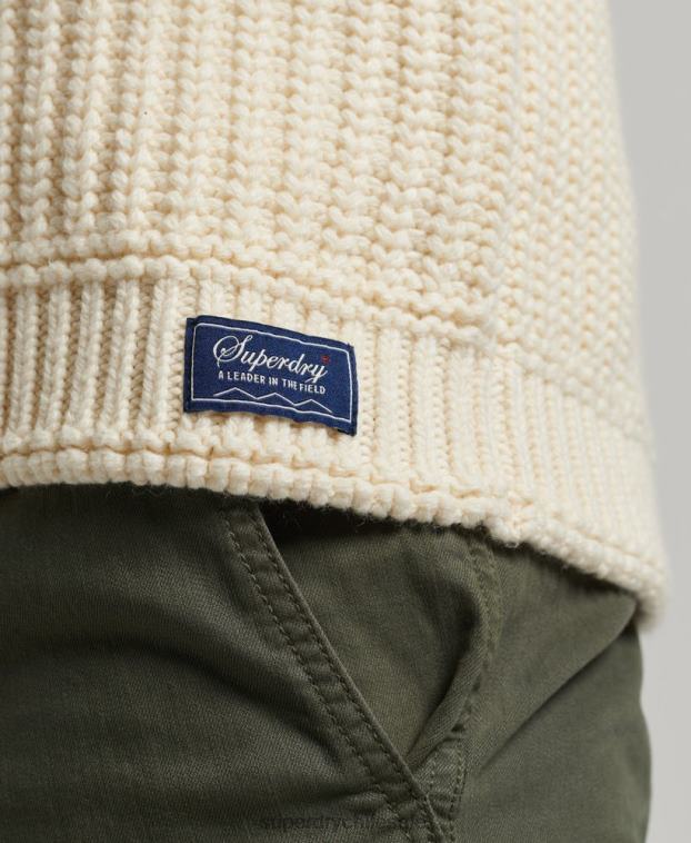hombres Superdry crema jersey con chal 2R68Z5258