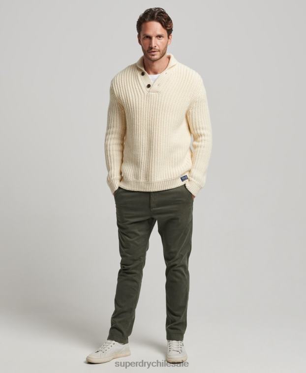 hombres Superdry crema jersey con chal 2R68Z5258