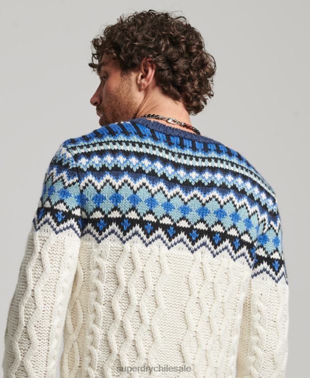 hombres Superdry crema jersey de punto con cuello alzado 2R68Z5244