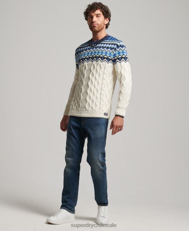 hombres Superdry crema jersey de punto con cuello alzado 2R68Z5244