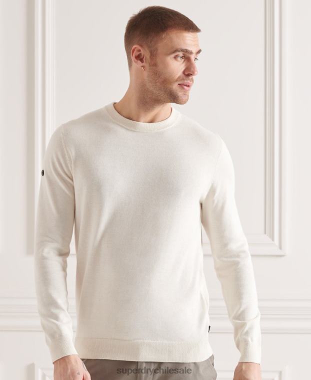 hombres Superdry crema jersey de punto con cuello redondo coolmax 2R68Z5353
