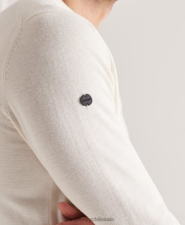 hombres Superdry crema jersey de punto con cuello redondo coolmax 2R68Z5353