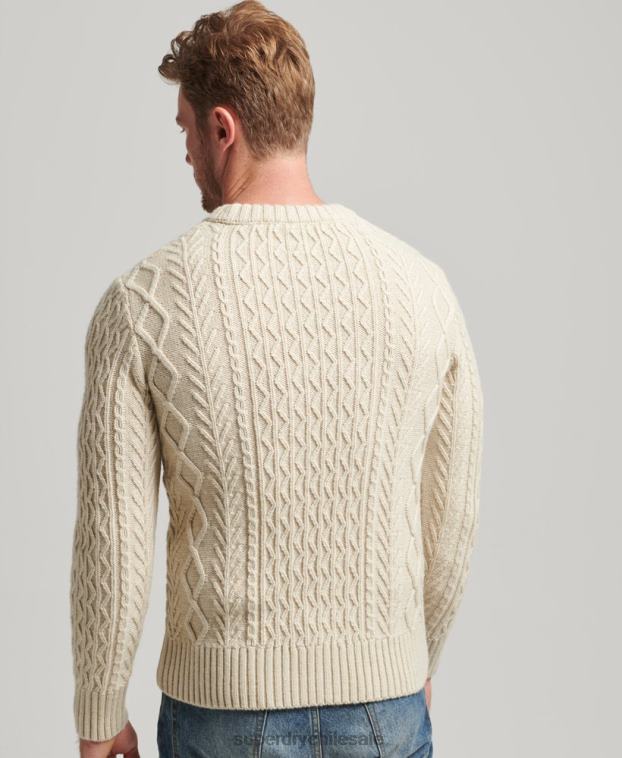 hombres Superdry crema suéter jacob cable crew 2R68Z5255