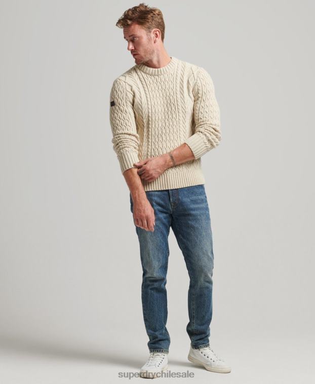 hombres Superdry crema suéter jacob cable crew 2R68Z5255