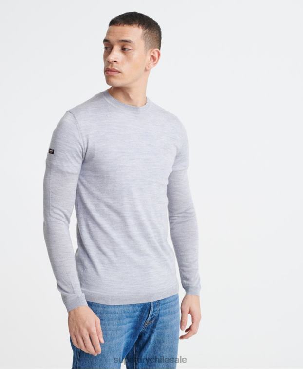 hombres Superdry gris claro editar jersey de lana merino 2R68Z1366