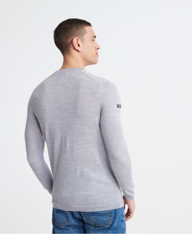 hombres Superdry gris claro editar jersey de lana merino 2R68Z1366