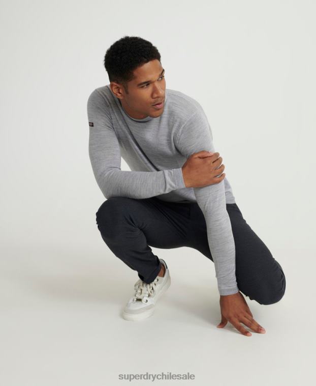 hombres Superdry gris claro editar jersey de lana merino 2R68Z1367