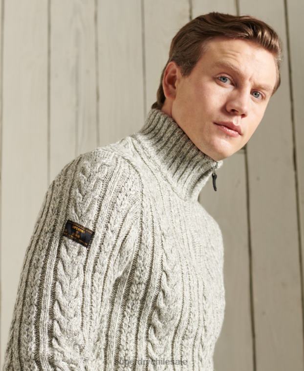 hombres Superdry gris jersey con cuello henley de jacob 2R68Z1347