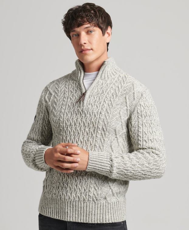 hombres Superdry gris jersey con cuello henley de jacob 2R68Z5249