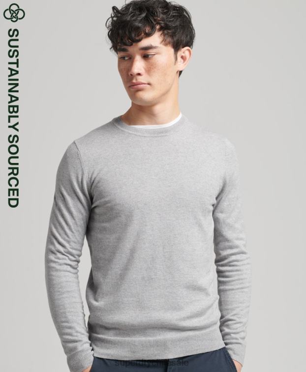 hombres Superdry gris jersey con cuello redondo de cashmere y algodón orgánico 2R68Z1240
