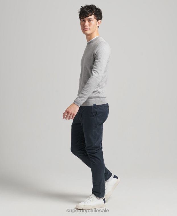 hombres Superdry gris jersey con cuello redondo de cashmere y algodón orgánico 2R68Z1240