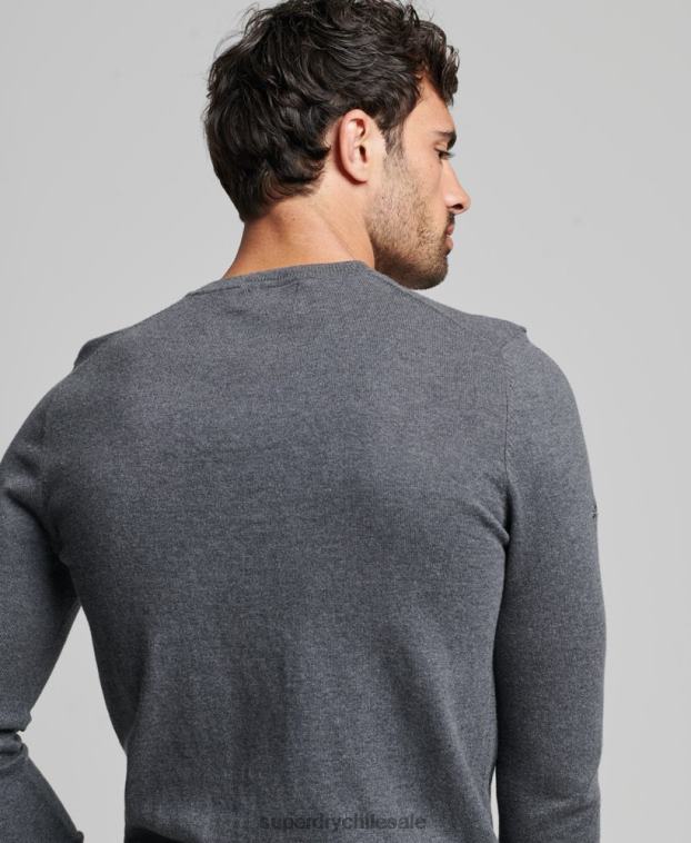 hombres Superdry gris jersey con cuello redondo de cashmere y algodón orgánico 2R68Z5306