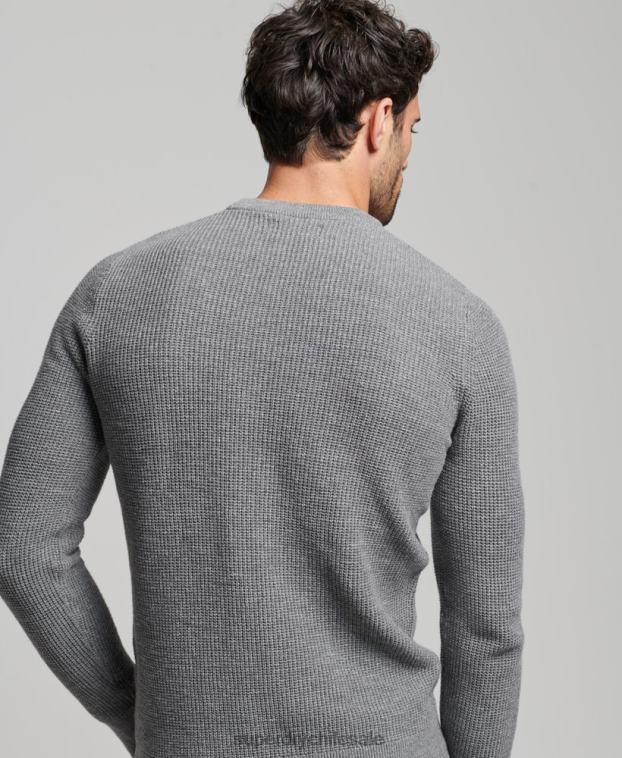 hombres Superdry gris jersey de punto con textura vintage 2R68Z1236